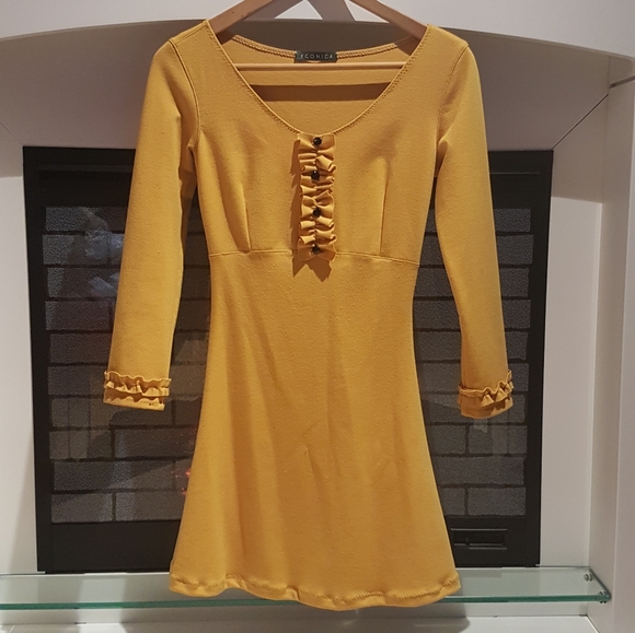 Econica Stretch Knit Bespoke Dress in Mustard - Picture 1 of 5